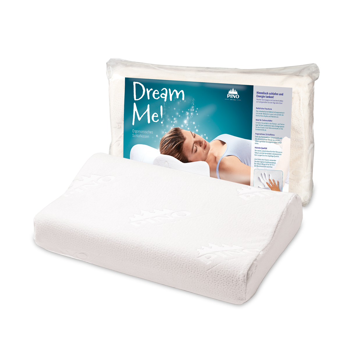 PINO DREAM ME! Ergonomic sleeping pillow (50 x 30 x 11/10/8/7 cm) - MediSportsUSA