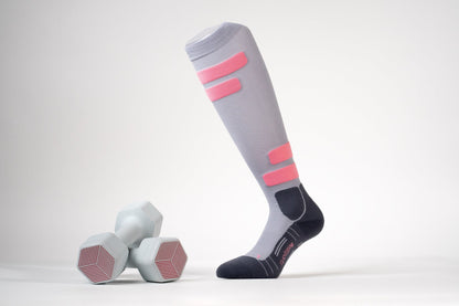 MediSports Ignite Performance Socks (20-30 mmHg) - Grey/Pink - medisports