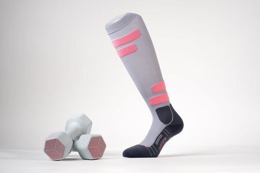 MediSports Ignite Performance Socks (20-30 mmHg) - Grey/Pink - medisports