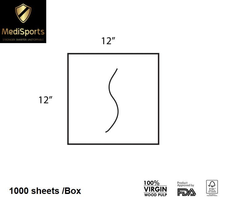 MediSports Headrest Sheets with slit 12" x 12" (1000 Sheets / Box) - MediSportsUSA
